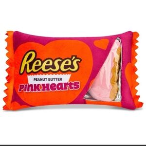 Reese’s Peanut Butter Pink Hearts Plush Pillow Candy Wrapper Design NWT